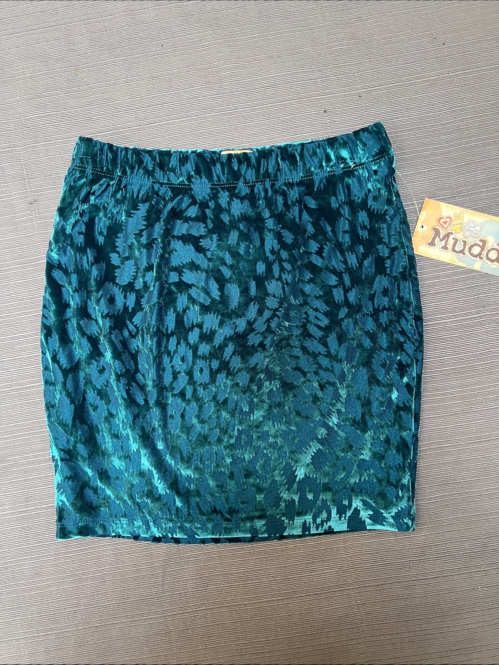 **NWT** Mudd Teal Patterned Velvet Mini Skirt-Jr Sz XS